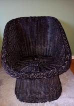 Vintage Zwarte Riet Stoel - Jaren 70, Ophalen, Zwart, Eén
