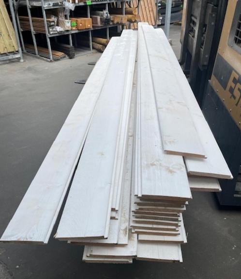 Halfhoutsrabat wit gespoten, Doe-het-zelf en Verbouw, Hout en Planken, Zo goed als nieuw, Plank, Vuren, 300 cm of meer, Minder dan 25 mm