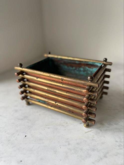 Antieke koperen bak/ bloempot | jaren 20, Antiek en Kunst, Antiek | Woonaccessoires, Ophalen of Verzenden