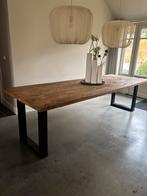 Eiken klooster eettafel 280x100cm hout gepoedercoat zwart, Ophalen, Eikenhout, 200 cm of meer, 50 tot 100 cm