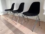 3 x DSS-N fiberglass chair van Eames voor Miller, Ophalen, Gebruikt, Zwart, Kunststof