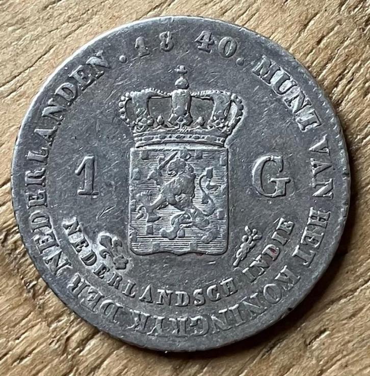 1 gulden 1840 Nederlands Indië, Postzegels en Munten, Munten | Nederland, Losse munt, 1 gulden, Koning Willem I, Zilver, Ophalen