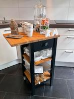 Keukentrolley Werkbank Black & Wood & Flessenrek Trolley, Huis en Inrichting, Keuken | Keukenelementen, Ophalen of Verzenden, Zo goed als nieuw