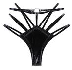 Wetlook dames string touwen high cut zwarte leren vrouwen, Verzenden, Zwart, String