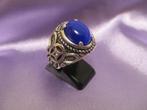 Vintage look zilveren 925 ring blauw kattenoog, Ø 18,0 mm, 18 tot 19, Verzenden, Nieuw, Dame of Heer
