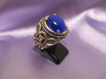 Vintage look zilveren 925 ring blauw kattenoog, Ø 18,0 mm beschikbaar voor biedingen