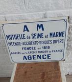 Oud emaillebord Franse verzekering Mutuelle Seine et Marne, Antiek en Kunst, Antiek | Emaille, Ophalen of Verzenden