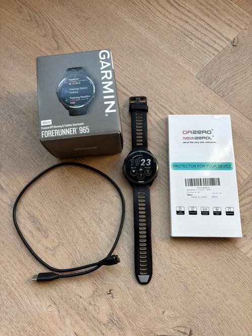 Garmin Forerunner 965, Sieraden, Tassen en Uiterlijk, Sporthorloges, Zo goed als nieuw, Android, Zwart, Afstand, Calorieverbanding