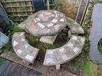 Vintage stenen tuinset., Tuin en Terras, Ophalen, Gebruikt, Tuinset, Eettafel