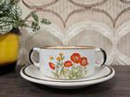 Vintage Wildflower soepkom met schotel retro servies, Huis en Inrichting, Keuken | Servies, ., Keramiek, Ophalen of Verzenden