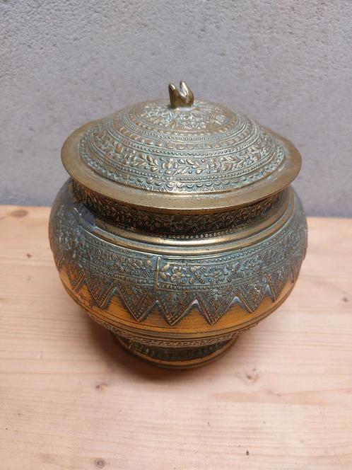 Antieke Indische Tabakspot, Antiek en Kunst, Antiek | Koper en Brons, Koper, Ophalen of Verzenden