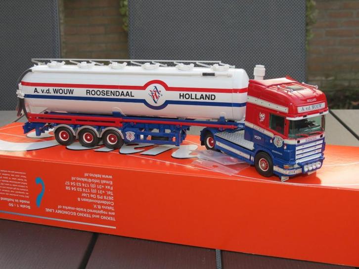 TEKNO  SCANIA  'A. V/D WOUW', Hobby en Vrije tijd, Modelauto's | 1:50, Zo goed als nieuw, Auto, Tekno, Ophalen of Verzenden