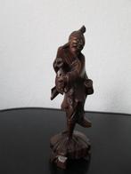 mooi uit  coromandel hout gesneden visser beeldje 18 cm, Ophalen of Verzenden