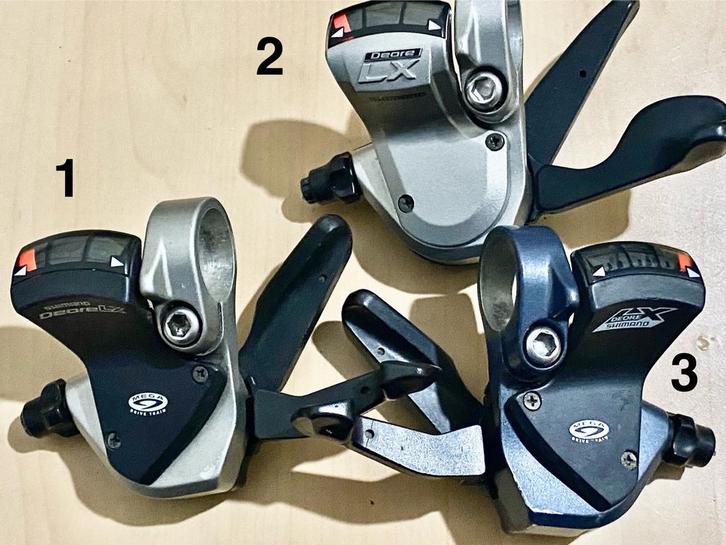 3 Shimano Deore LX Shifters 3x9 Speed - los of samen te koop, Fietsen en Brommers, Fietsonderdelen, Gebruikt, Mountainbike, Ophalen of Verzenden