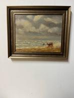 Schilderij Visser met Schelpenkar, Olieverf op Linnen, Ophalen of Verzenden