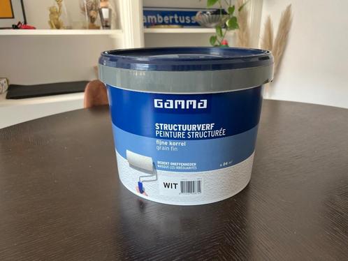 GAMMA fijne structuurverf wit 10 liter, Doe-het-zelf en Verbouw, Verf, Beits en Lak, Zo goed als nieuw, Verf, 5 tot 10 liter, Wit