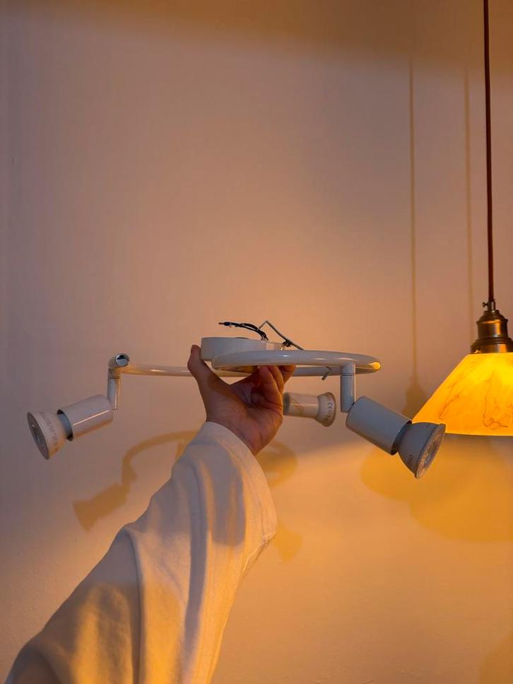 Plafondlamp met 3 spots, Huis en Inrichting, Lampen | Plafondlampen, Gebruikt, Metaal, Ophalen of Verzenden