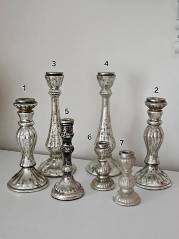 Set/6 kandelaars in armeluis zilverlook. 5 st. Sissy Boy beschikbaar voor biedingen