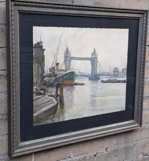 Tower Bridge London. Litho. Ca 20/30. 58/47 cm., Antiek en Kunst, Kunst | Litho's en Zeefdrukken, Ophalen