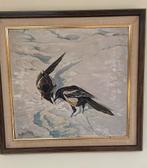 Schilderij: Twee Eksters in de sneeuw, Antiek en Kunst, Kunst | Schilderijen | Klassiek, Ophalen of Verzenden