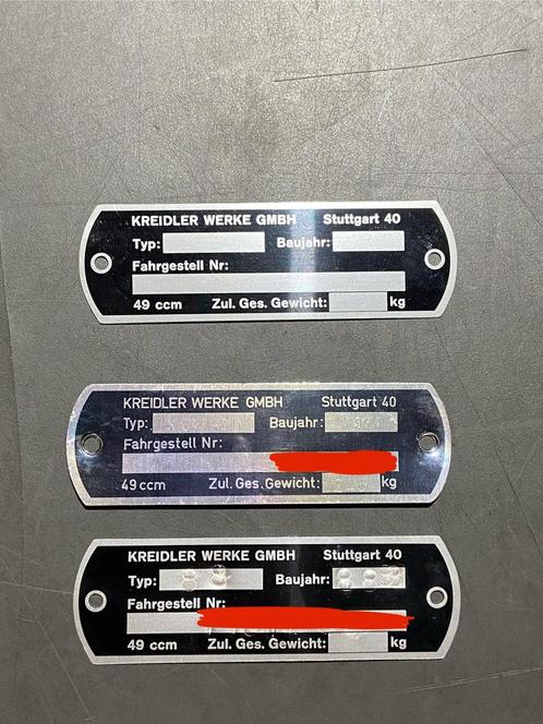 Typeplaatjes Kreidler, Fietsen en Brommers, Brommeronderdelen | Kreidler, Nieuw, Overige typen, Ophalen of Verzenden