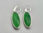 Zilveren oorbellen met edelsteen groene agaat. 2025/830., Hangers, ., Nieuw, Ophalen of Verzenden