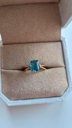 Vintage gouden ring met topaas en diamant, Ophalen of Verzenden, Met edelsteen, Dame, Goud