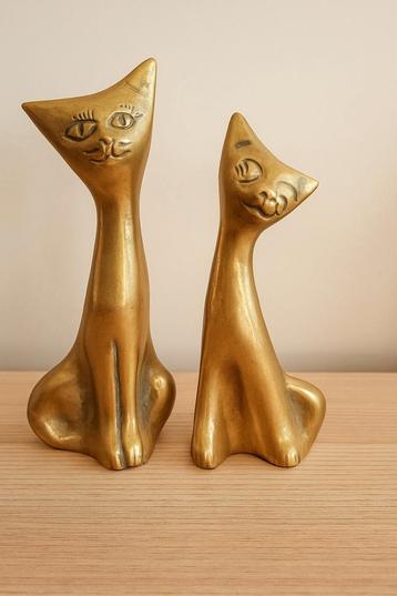  Set van 2 vintage messing katten beschikbaar voor biedingen