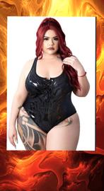 Killstar badpak 3XL 48 tribalprint plussize gothic zwart, Zwart, Badpak, Ophalen of Verzenden, Zo goed als nieuw
