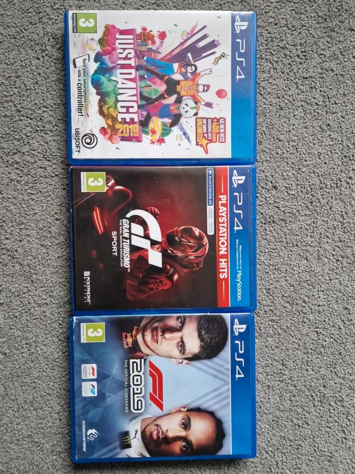 PS4 Games: Just Dance, Gran Turismo, F1 2019, Spelcomputers en Games, Games | Overige, Zo goed als nieuw, Sport, 1 speler, Vanaf 3 jaar