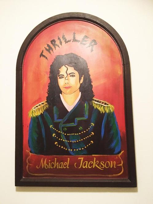 Groot houten Michael Jackson cafe bord schilderij 92 x 61 cm, Hobby en Vrije tijd, Overige Hobby en Vrije tijd, Zo goed als nieuw