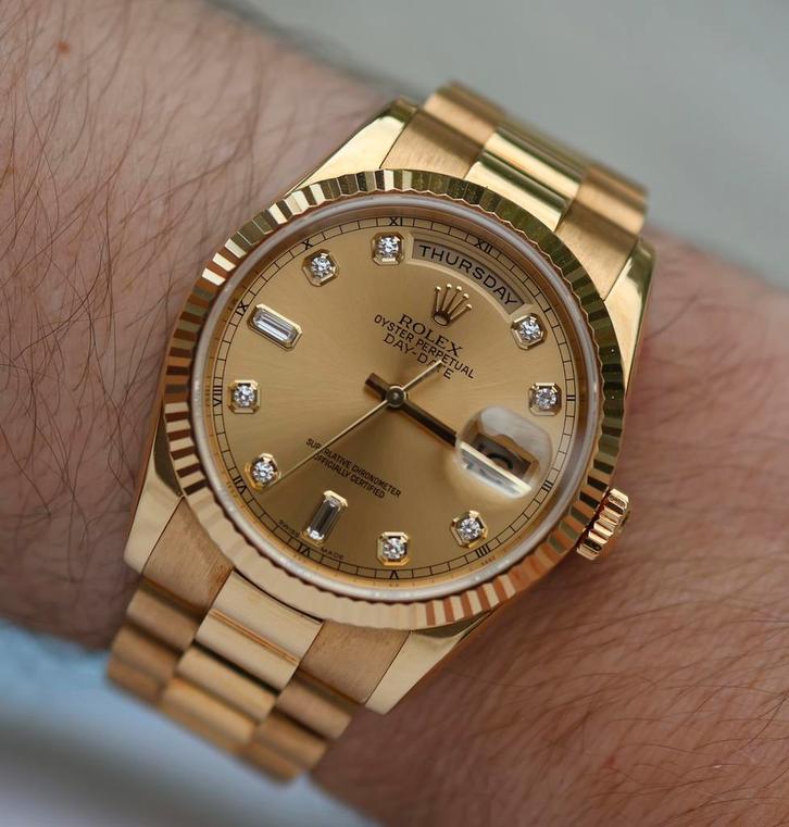 Rolex Day-Date 36mm – Ref. 118238 – diamond dial – 2005, Sieraden, Tassen en Uiterlijk, Horloges | Heren, Zo goed als nieuw, Ophalen of Verzenden