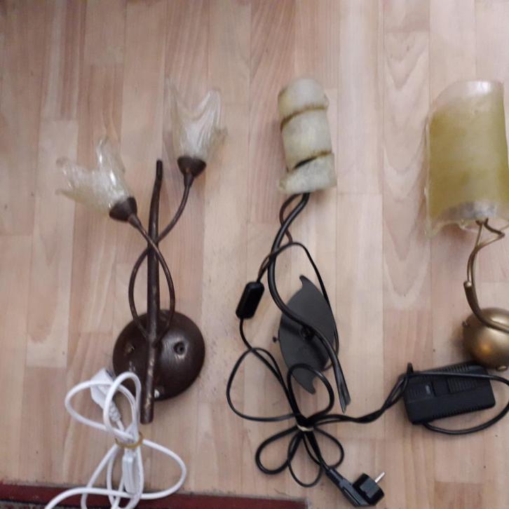 3 wandlampen italiaans design + plafondlamp, Huis en Inrichting, Lampen | Wandlampen, Zo goed als nieuw, Glas, Metaal, Ophalen