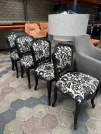 Set van 4 Zwart/Wit Barok Stoelen, Huis en Inrichting, Ophalen, Gebruikt, Zwart, Vier