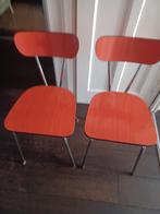 2 oranje vintage formica keuken stoeltjes, Huis en Inrichting, Ophalen, Twee, Overige kleuren, Vintage