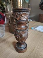 Vintage Houten Vaas - Handgesneden Decoratie, Huis en Inrichting, Woonaccessoires | Vazen, Ophalen of Verzenden, Overige kleuren