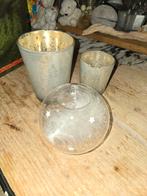 3x waxinelichhouders Riviera maison, Overige materialen, Ophalen of Verzenden, Zo goed als nieuw, Grijs