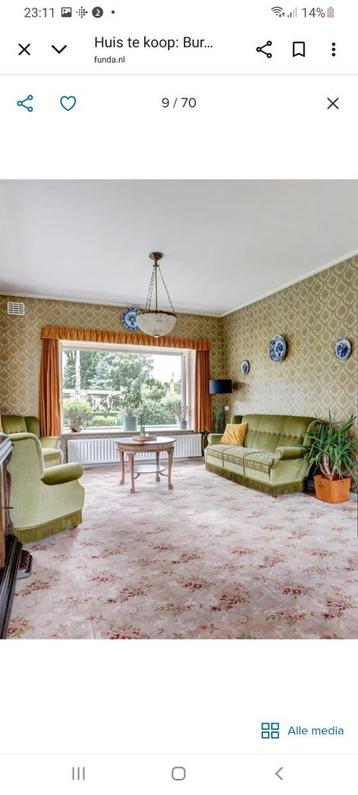 Vintage fluweel groen bankstel met 2 fauteuils  beschikbaar voor biedingen