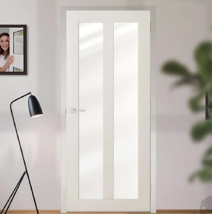 Strakke moderne binnendeur met voorgemonteerd glas, Doe-het-zelf en Verbouw, Deuren en Horren, Nieuw, Binnendeur, 200 tot 215 cm