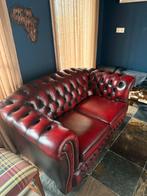 Chesterfield 2-zits bank, Ophalen, Zo goed als nieuw, 75 tot 100 cm, Leer