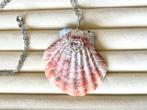 Roze schelp zilveren ketting met hanger, Verzenden, Nieuw, Zilver, Overige materialen