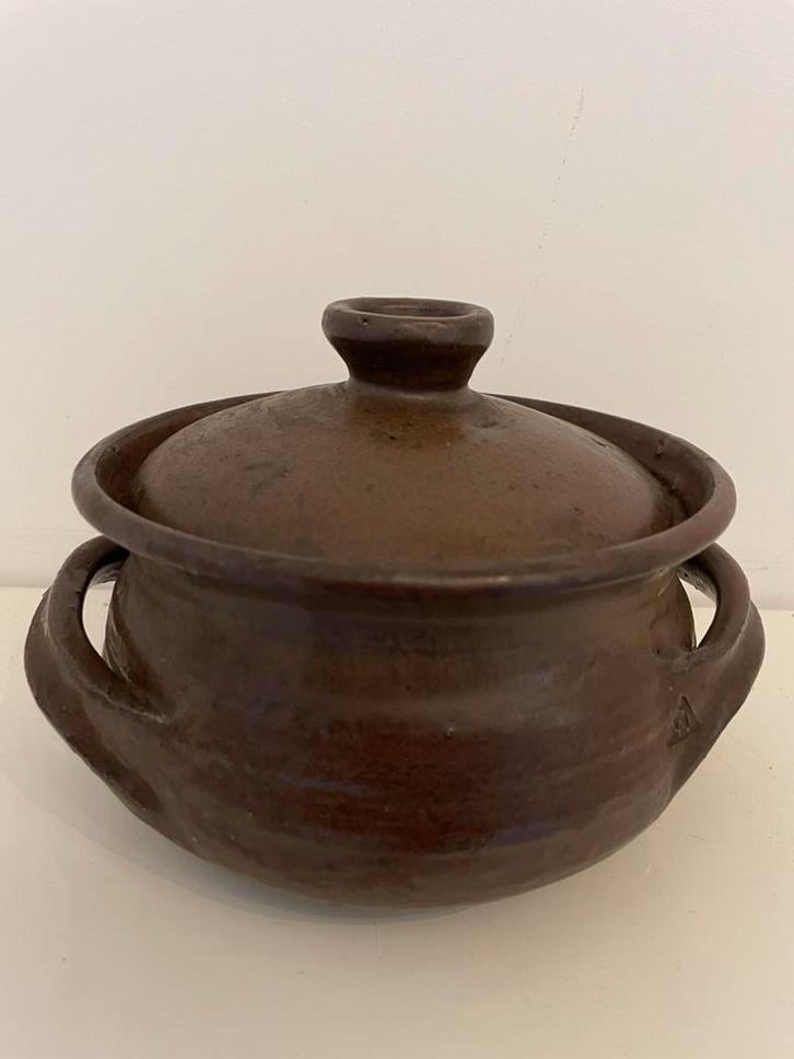 VTG aardewerk kookpot met deksel | makersmerk | 1950-1999, Antiek en Kunst, Antiek | Keramiek en Aardewerk, Ophalen of Verzenden
