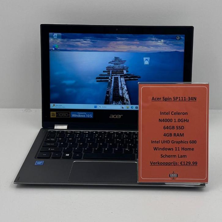 Acer Spin 1 SP111-3 Laptop | Intel Celeron 4GB RAM 64GB SSD, Computers en Software, Windows Laptops, Zo goed als nieuw, 11 inch