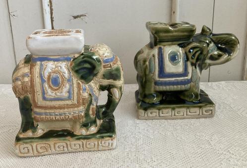 2x Brocante - Vintage olifant - olifantjes / keramiek, Antiek en Kunst, Curiosa en Brocante, Ophalen of Verzenden