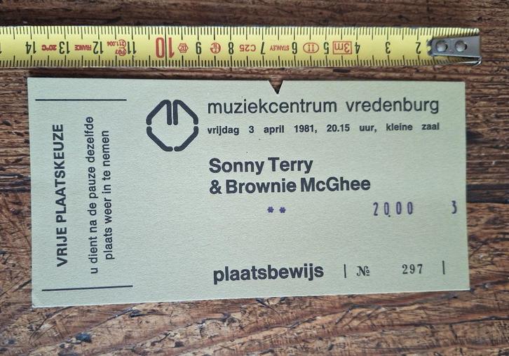 Ticket = Blues = SONNY TERRY & BROWNIE McGHEE = 1981=Utrecht, Verzamelen, Muziek, Artiesten en Beroemdheden, Zo goed als nieuw