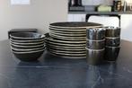 6 persoons servies set By-Boo zwart - 24 delig, Ophalen, Zo goed als nieuw, Aardewerk, Overige stijlen