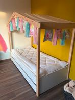 Eenpersoonsbed met dak en lade, Kinderen en Baby's, Kinderkamer | Bedden, Ophalen, 85 tot 100 cm, Zo goed als nieuw, Lattenbodem
