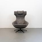 1x Leolux Caruzzo PLUS Fauteuil + Voetenbank Grijs - Leer, Huis en Inrichting, Niet ingevuld, Niet ingevuld, 75 tot 100 cm, Ophalen of Verzenden