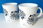 Retro Engelse zwartwit mokken met tijgers, Gebruikt, Ophalen of Verzenden, Overige stijlen, Kop(pen) en/of Schotel(s)