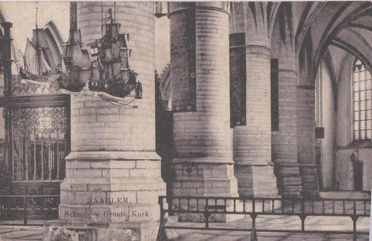 haarlem grote kerk pilaren  scheepjes, Verzamelen, Ansichtkaarten | Nederland, Noord-Brabant, Voor 1920, Ophalen of Verzenden